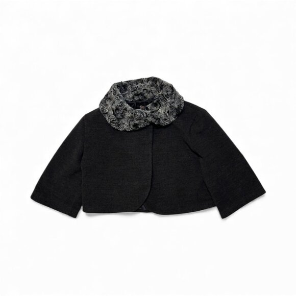 Italian Faux Fur Trimmed Grey Coat, Brand New w Tags - Picture 3 of 5